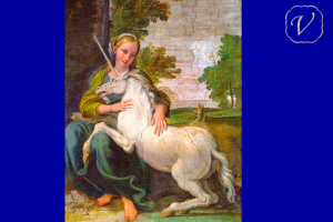 La virgen y el unicornio. Imagen del mes de julio.
