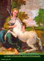 La virgen y el unicornio, símbolo de la encarnación. 